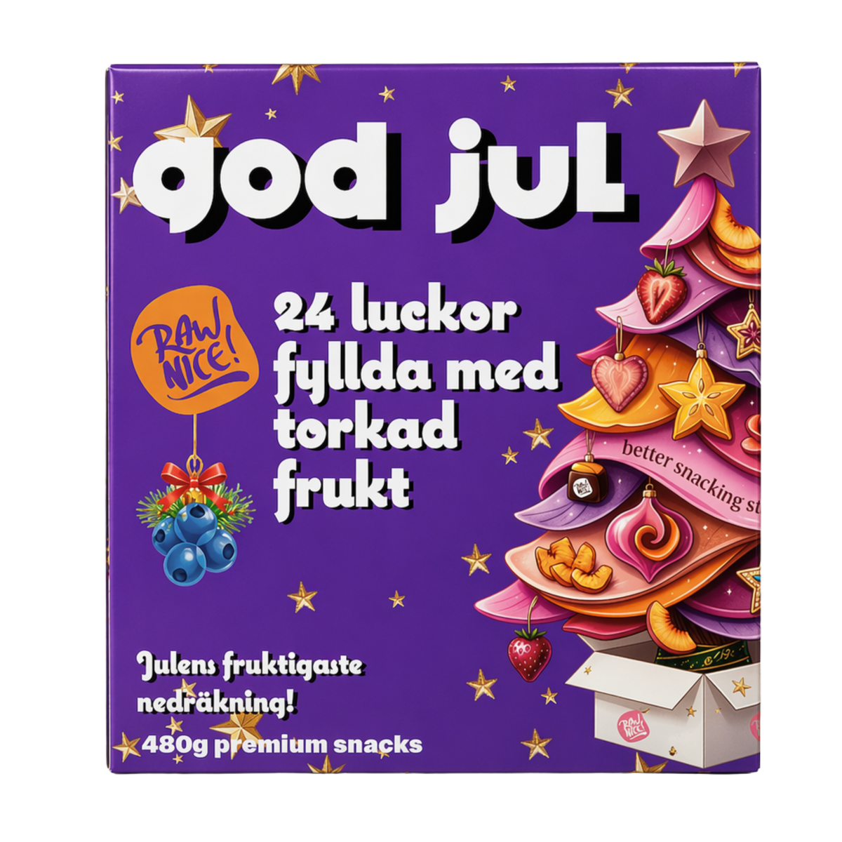 Julkalender med torkad frukt, 480g (24 x 20g)